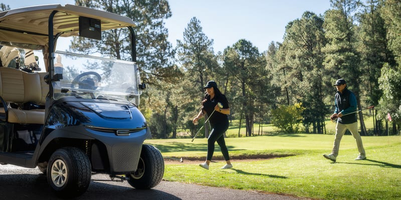 EZGO golf cart with Morfriend windshield